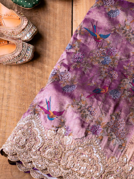 Song of Meadows Purple Saree with Zari and Stone Embroidery