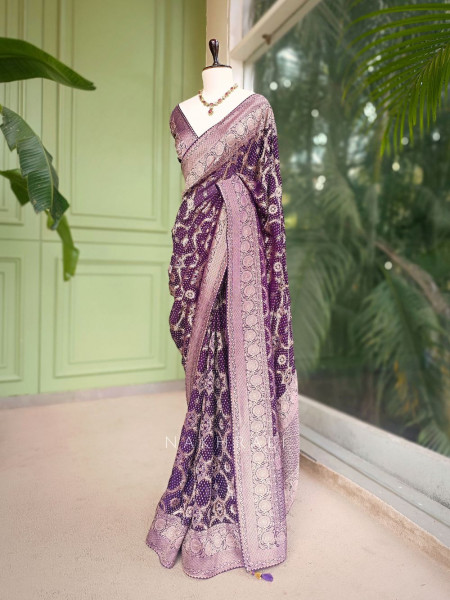 Anvi Purple Silk Saree with Zari Motifs
