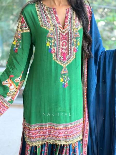 Boho-Chic Polka Gharara Suit Set