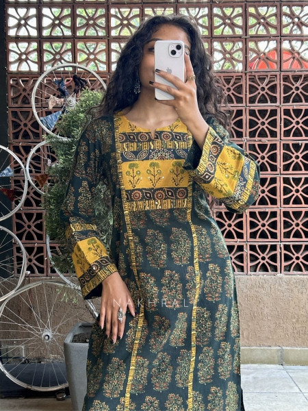 Buti Mustard Cotton Kurta