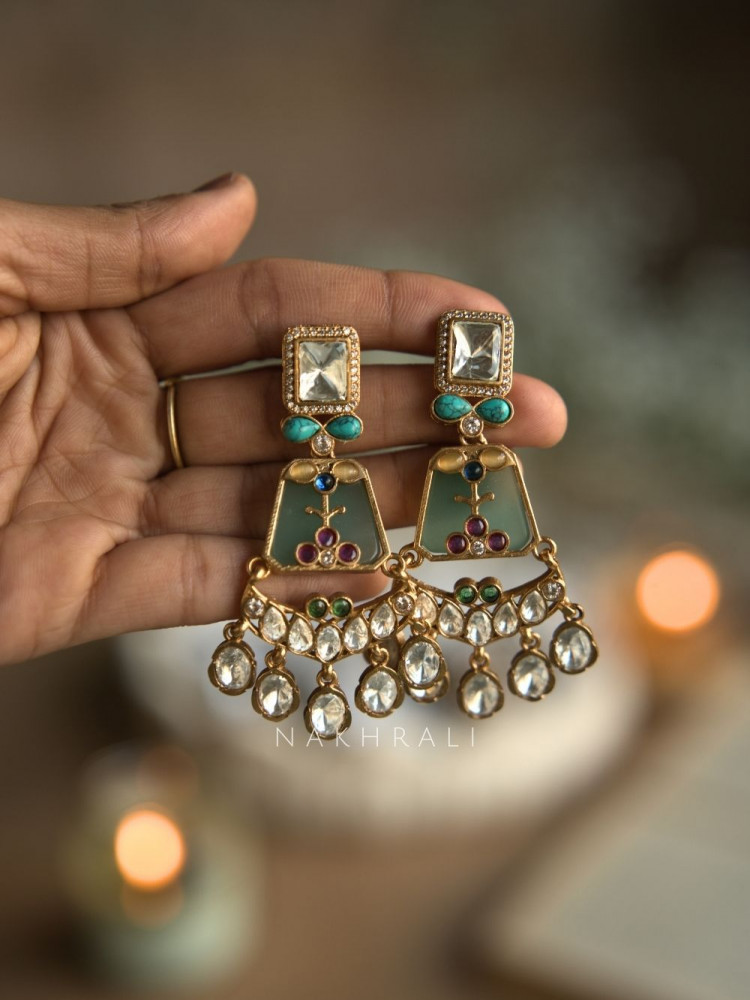 Image of Aurelia Sea Green Kundan Drop Earrings