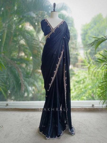 Skyline Black Saree with Running Blouse