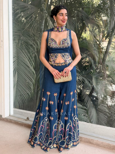 Nightfall Petal Crop Top Palazzo Set