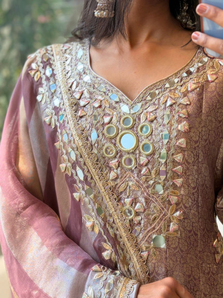 Mehraz Purple Mirror Anarkali Set