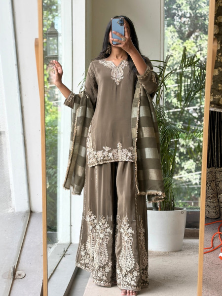 Mishrika Mehendi Green Palazzo Suit Set