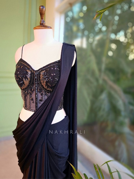Seraphina Black Drape Saree