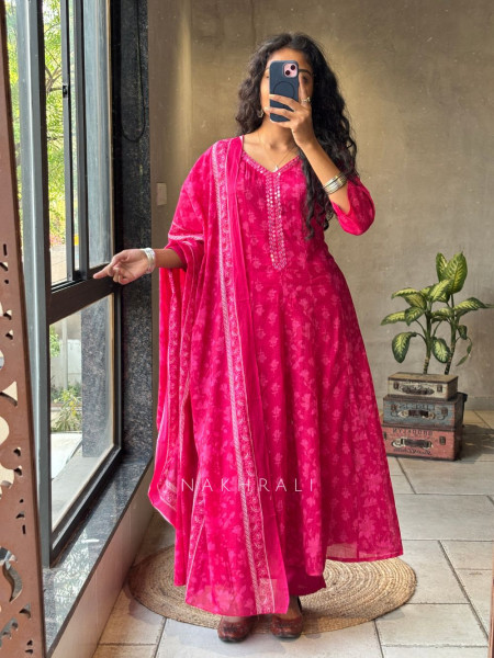 Ruhani Cotton Anarkali Set with Dupatta