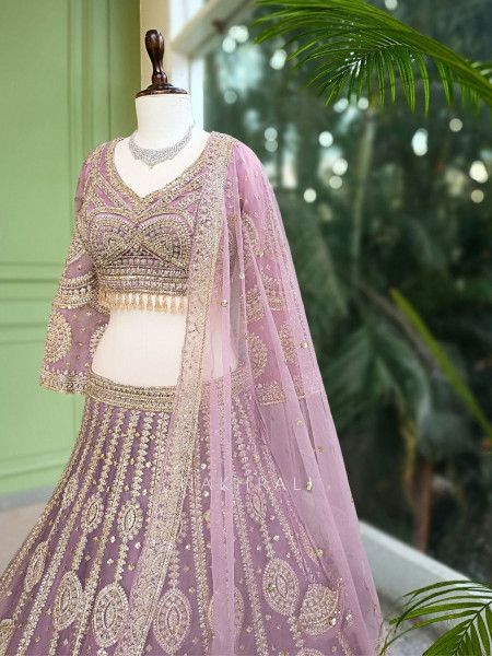 Rheya Lavender Bridal Lehenga with Zari and Sequin Work
