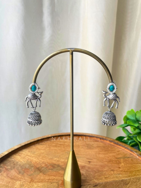 Vanraaj Firozi Camel Jhumka Earrings