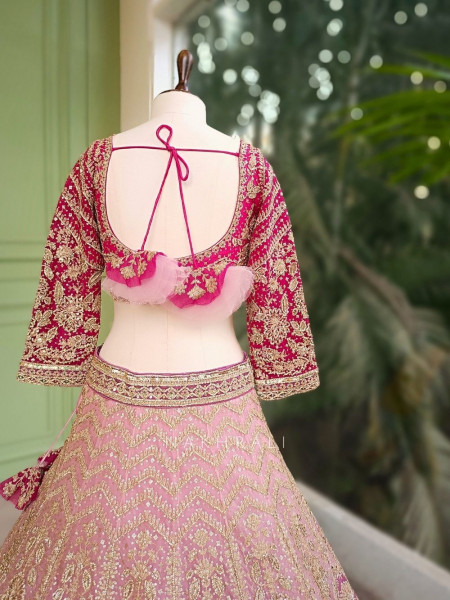 Rivara Pink Lehenga Set with Heavy Zari Sequin Work
