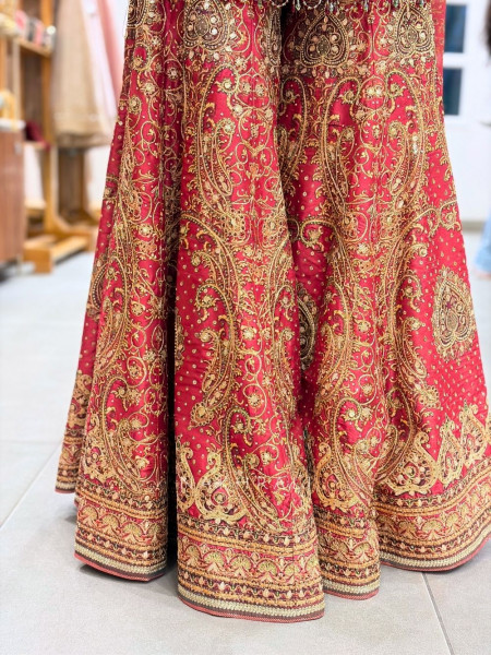 Sargam Red Suit Set Printed Embroidery & Sequin Work