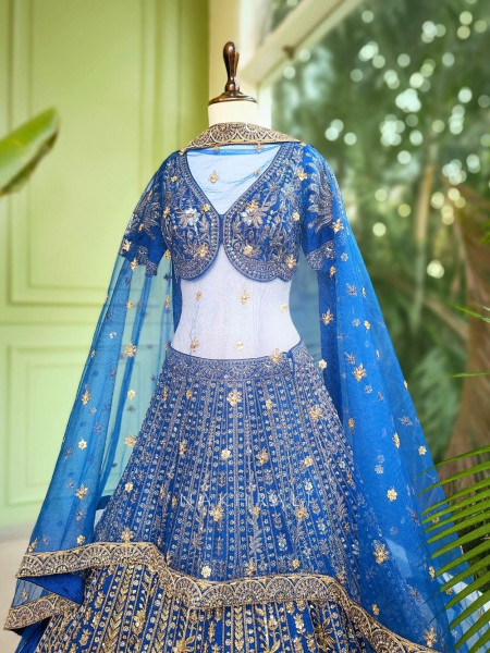 Samaira Blue Sequin and Zari Embroidered Lehenga