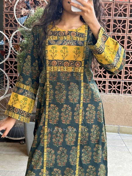 Buti Mustard Cotton Kurta