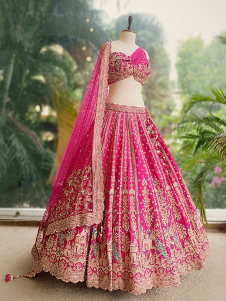 Ridhima Magenta Bridal Lehenga with Zari Sequin and Beads Work