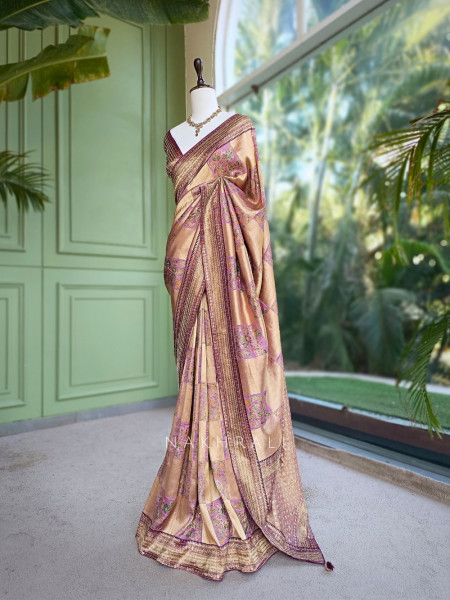 Dastaan-e-Ketan Wine Tissue Banarasi Silk Saree