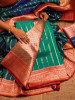 Kaashi Rama Green Banarasi Silk Saree with Brocade Pallu