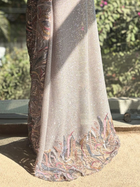 Maria Grey Sequin and Cut Dana Saree Set