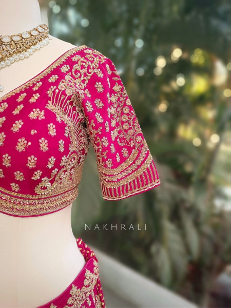 Eshika Magenta Bridal Lehenga Set with All Over Embroidery