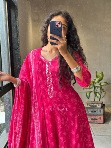 Ruhani Cotton Anarkali Set with Dupatta