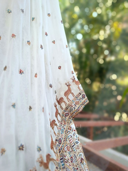 Zivara Cream Lehenga with Intricate Embroidery Work
