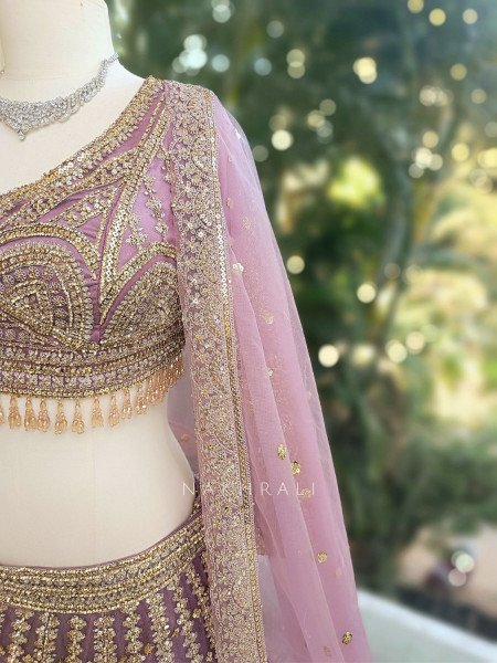 Rheya Lavender Bridal Lehenga with Zari and Sequin Work