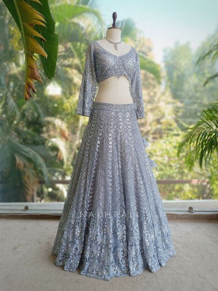 Neel Tarang Sky Blue Lehenga Set with Thread and Sequin Work