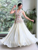 Linear Eden Cream Georgette &amp; Tulle Net Lehenga