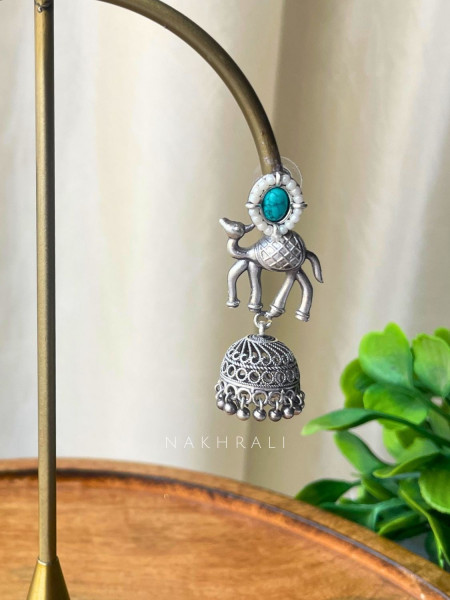 Vanraaj Firozi Camel Jhumka Earrings
