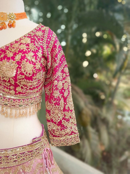 Rivara Pink Lehenga Set with Heavy Zari Sequin Work