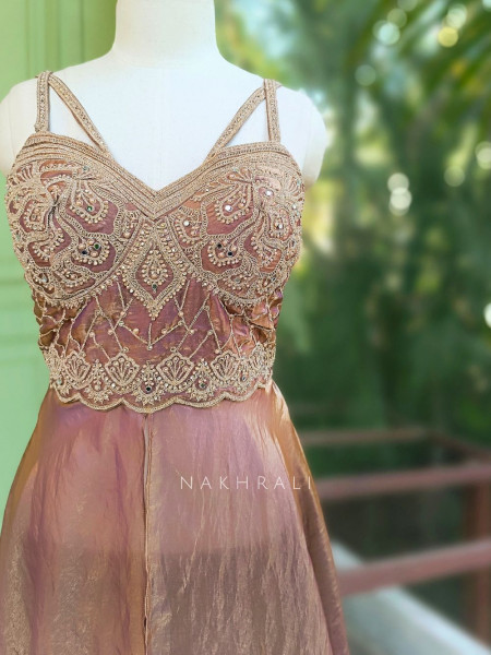 Grace Purple Indo Western Palazzo Set with Mirror Embroidered Top