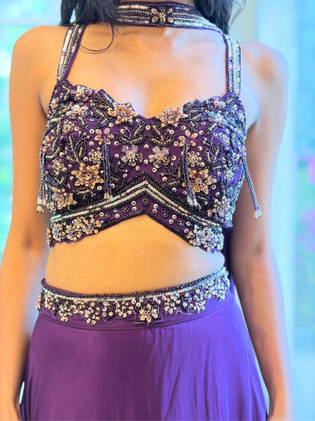 Tanirika Purple Lehenga Set With Cutdana & Sequin Work