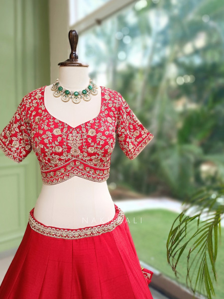 Shahi Vivah Red Raw Silk Bridal Lehenga