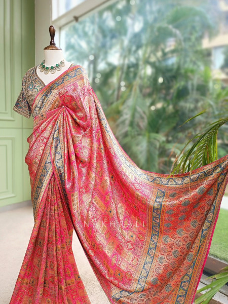 Chitralekha Magenta Patchwork Banarasi Silk Saree
