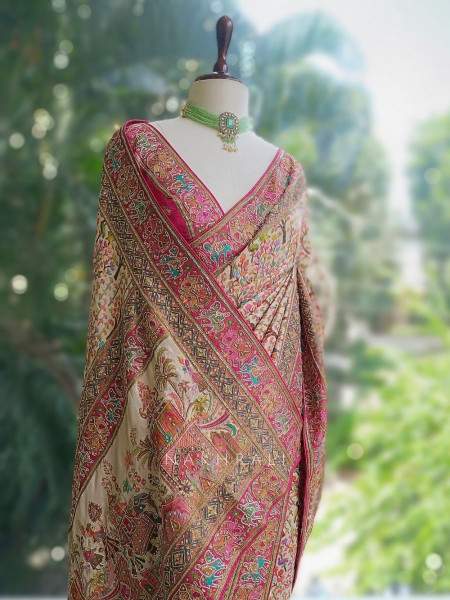 Kashi Vilas Cream Silk Saree with Zari Work