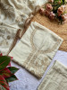 Aarvi Beige Zari-Weaved Dress Material with Sequin Work
