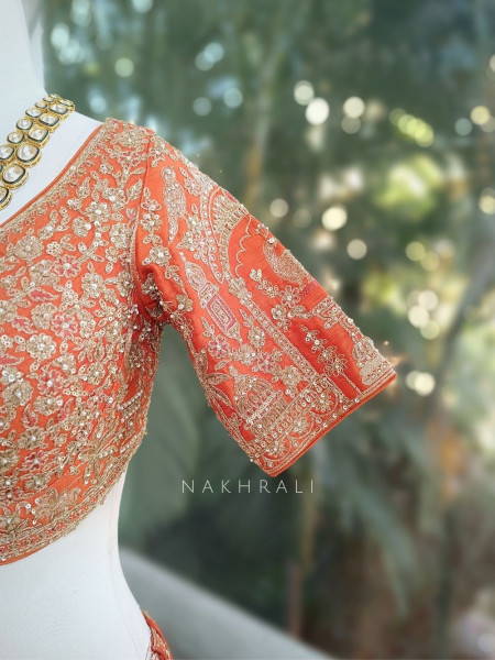 Levira Orange Zari Sequin Lehenga Set