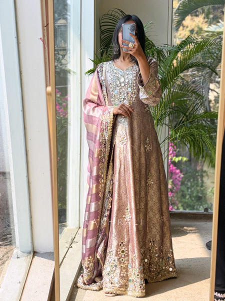 Mehraz Purple Mirror Anarkali Set