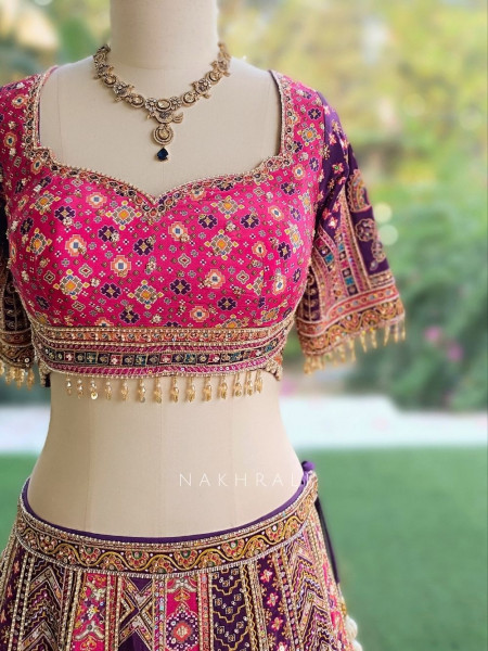 Malika Pink & Purple Modal Silk & Gaji Silk Lehenga