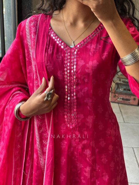 Ruhani Cotton Anarkali Set with Dupatta