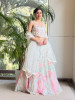 Evara White Sequin &amp; Bead Embellished Lehenga Set
