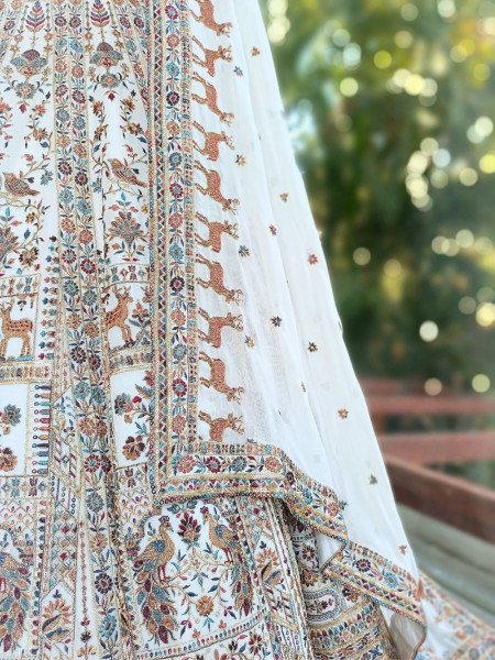 Zivara Cream Lehenga with Intricate Embroidery Work