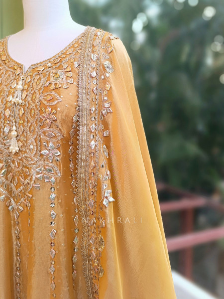 Kyra Cream Anarkali Suit Set with Gota Patti Work