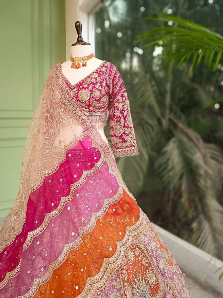Rivara Pink Lehenga Set with Heavy Zari Sequin Work