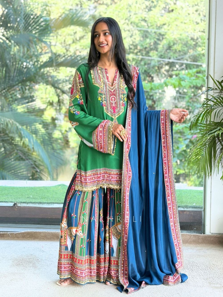 Image of Boho-Chic Polka Gharara Suit Set