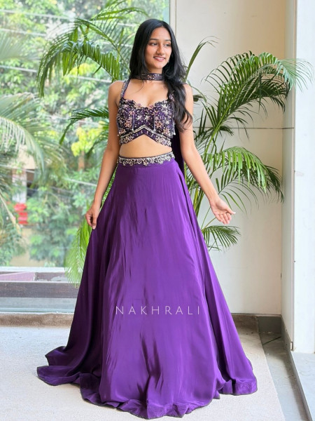 Tanirika Purple Lehenga Set With Cutdana & Sequin Work