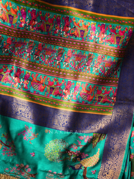 Sarovar Rama Woven Motif Saree with Traditional Border