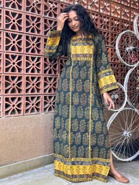 Buti Mustard Cotton Kurta