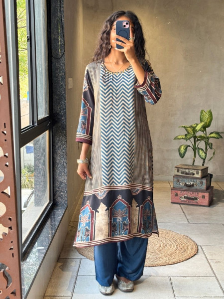 Daisy Air Blue Printed Full Sleeve Kurta