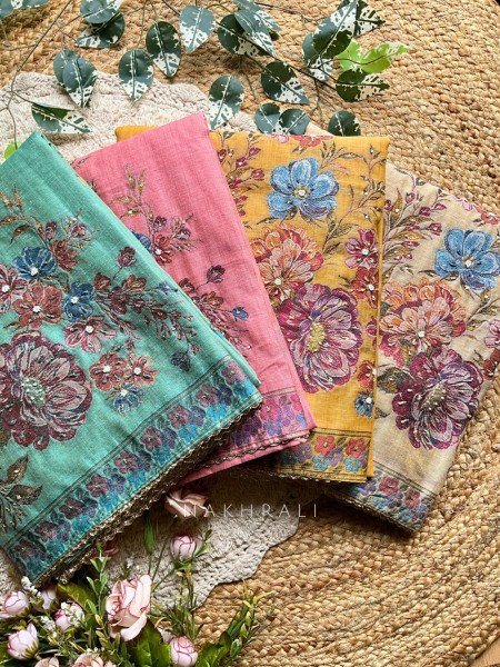 Ananya Sea Green Floral Elegance Dress Material