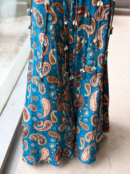 Banjara Glaze Teal Blue Satin Silk Jumpsuit